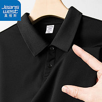 JEANSWEST 真维斯 短袖t恤男夏季薄款透气速干POLO打底衫百搭休闲美式半袖体恤衫 6602黑色 2XL