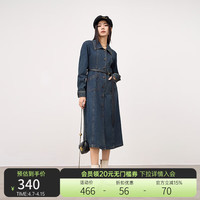 普普风女装法式活力显瘦牛仔短连衣裙(配皮绳)7558 牛仔蓝【长款】 S