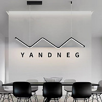 YANDENG 晏灯 餐厅吊灯LED现代简约北欧厨房餐桌波浪长条吊灯三色一字智能灯具 长90cm三色调光40w