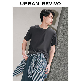 URBAN REVIVO UR男装简约基础百搭休闲纯色棉质T恤 深灰 L