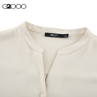 G2000【可机洗】G2000女装SS24商场柔软舒适袖带设计休闲短袖衬衫 轻薄-灰粉色宽松版型25寸 38