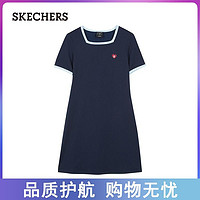 百亿补贴：SKECHERS 斯凯奇 秋冬新款女子时尚可爱舒适针织短袖连衣裙方领休闲L223W143