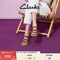 Clarks 其乐 女士夏季真皮时尚平底凉鞋柔韧耐磨罗马凉鞋