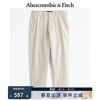 ABERCROMBIE & FITCH男装 24春夏直筒亚麻混纺休闲长裤 KI130-4028 米色织纹 31/30