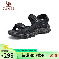 骆驼（CAMEL）男士户外轻透增高休闲沙滩凉鞋 G14M307636 黑色 38 