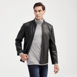 seven柒牌清仓绵羊皮真皮皮衣男冬季商务休闲立领防风夹克外套