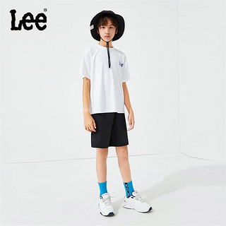 Lee儿童短袖T恤短裤套装2024男女童夏季宽松舒适运动体感干爽童装 白色 150cm