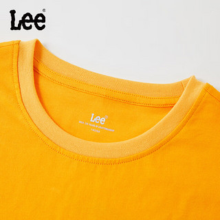 Lee儿童短袖T恤2024春夏纯棉后背LOGO印花宽松舒适运动上衣童装 橙色 130cm