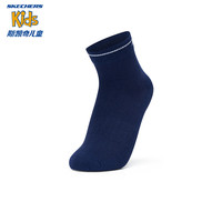 Skechers斯凯奇儿童短筒袜2对装夏季男女童运动袜子L224K015 亮白色/中世纪蓝/03U9