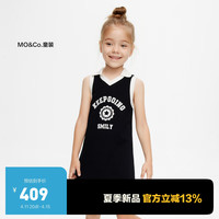 little MO&Co.UPF40+防晒 little moco童装24夏装女童纯棉网球风背心连衣裙 黑色 140/68