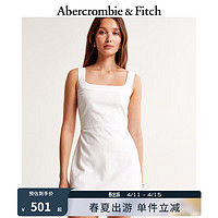 ABERCROMBIE & FITCH 女装  24春夏 混纺宽肩带迷你连衣裙 KI159-4567 白色 XS/160