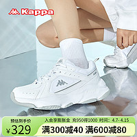 KAPPA卡帕女鞋运动老爹鞋子女2024春夏厚底休闲鞋软底透气跑步鞋 漂白 36