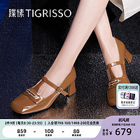 tigrisso 蹀愫 1920蹀愫2023春新粗高跟法式玛丽珍单鞋TA43104-12