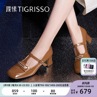 tigrisso 蹀愫 1920蹀愫2023春新粗高跟法式玛丽珍单鞋TA43104-12