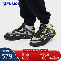 FILA 斐乐 FUSION斐乐潮牌男鞋50-50场下滑板鞋2024春季休闲运动鞋 柔柳绸灰/黑-PB 40