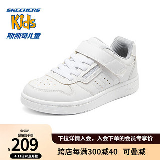 SKECHERS 斯凯奇 儿童休闲低帮板鞋男童魔术贴休闲鞋红色新年运动鞋405638L 白色/WHT 30码