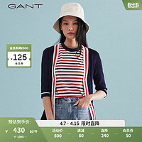 GANT甘特春夏女士时尚修身V领开衫短袖针织衫|4802108 433夜蓝色 M