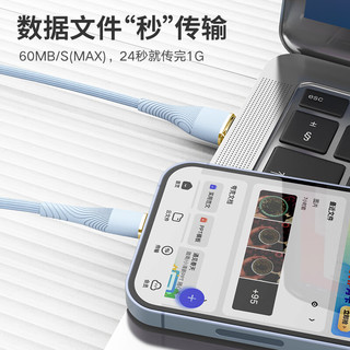  季烁 100W快充 双typec数据线  硅胶 蓝色 Type-C Type-C 100W 5A