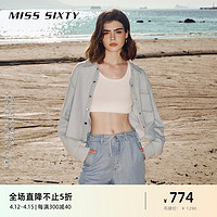 MISS SIXTY 24春新款牛仔衬衫含天丝翻领美式复古长袖