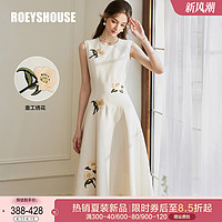 Roey s house 罗衣法式重工绣花连衣裙2024初夏新款高级米白色垂坠感裙子10191