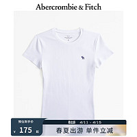 ABERCROMBIE & FITCH女装 24春夏基本款小麋鹿圆领短袖T恤 358127-1【尺码偏小】 白色 L (165/104A)尺码偏小选大一码