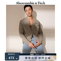 ABERCROMBIE & FITCH男装 24春美式时尚百搭舒适麋鹿针织毛衣开衫 357135-1 浅棕色 XL (180/116A)