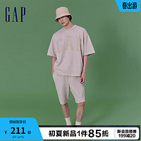 Gap男装2024夏季法式圈织柔软logo抽绳短裤宽松休闲裤889603 米色 180/88A(XL)亚洲尺码