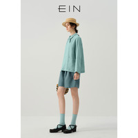 EIN言【薄荷曼波】轻舒亚麻休闲宽松简约直身H型短裤24早春 墨蓝 S
