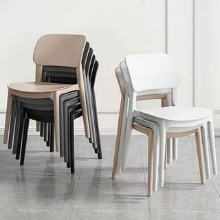 谷具森 餐椅家用塑料椅子现代简约餐厅饭桌靠背休闲椅北欧洽谈接待餐桌椅 白色