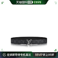 LOUIS VUITTON 欧洲直邮Louis Vuitton路易威登男士腰带皮带黑色老花帆布拼牛皮