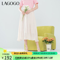 lagogo拉谷谷流光纱裙垂感半身裙女2024年夏季高腰气质仙女裙 杏色(K5) L