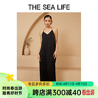 THE SEA LIFE欧海一生优雅挂脖连衣裙2024夏季露背设计黑色11610-1 黑法师 S