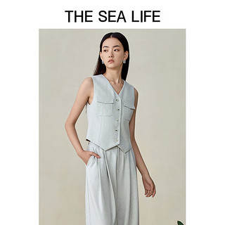 THE SEA LIFE欧海一生 简约V领马甲女2024春季气质百搭XE15506 冰河灰 S