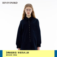 IIIVIVINIKO2024春季百搭时髦宽松运动落肩衬衫女M414714149C 深蓝 S