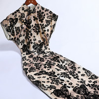 戚薇老上海改良旗袍蝴蝶织花年轻款连衣裙2024年春夏日常 花色 M