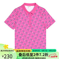 米兰登(MILANDON)2024年夏季中老年女装装翻领印花短袖t恤女薄款3P2T1127 紫红花 2XL