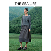THE SEA LIFE a字半身裙女24春季高腰垂坠复古拼接半身裙A15030 苜蓿灰 S