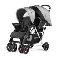 shinema 神马 双胞胎婴儿推车轻便可折叠前后座高避震双人童车二胎婴儿推车P738 银灰色
