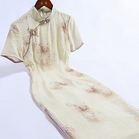 戚薇改良黄色旗袍2024夏新中式年轻款日常高端气质国风素雅连衣裙 黄色 S