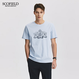 Scofield男士24年夏季长绒棉印花圆领舒适短袖全棉休闲T恤 浅灰色 170