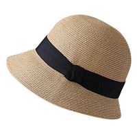 JOLISAC草帽女夏海边度假法式防晒遮阳帽可折叠百搭防晒帽子 黑色丝带 可调节