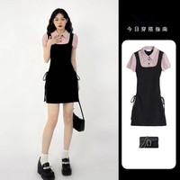 多菲尼森 dophnison 连衣裙女2024年领假两件衬衫连衣裙子女夏季设计感小众辣妹包臀裙 黑色均码