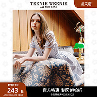 TEENIE WEENIE TeenieWeenie小熊奥莱女夏季格纹复古温柔风清新连衣裙裙子女