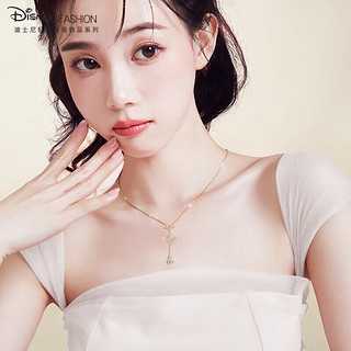迪士尼（Disney）米奇吊坠项链女孩小巧锁骨链925银时尚饰品 1362G时尚金色-公主城堡礼盒