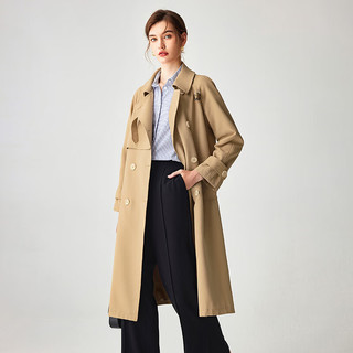 欧黎蔓（OULIMAN）复古卡其色风衣外套女2024年春季韩版长款高级感系带显瘦上衣 卡其色 165/88A/M
