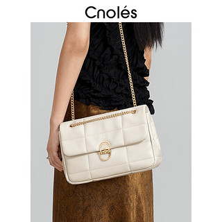 蔻一（Cnoles）包包女包2024轻奢侈女士斜挎包品牌链条腋下包 白巧克力大号