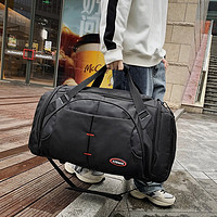 AOSIMAN旅行包大容量行李包手提旅游包男单肩斜挎包运动包独立鞋位包 黑色 中号鞋位款