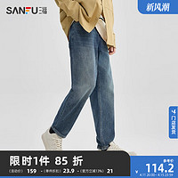 SANFU 三福 2024春季男士休闲锥形牛仔裤 时尚户外合身直腰长裤482288