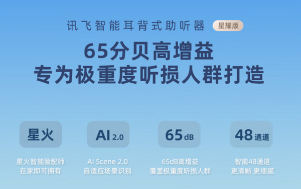 PLUS会员：iFLYTEK 科大讯飞 耳背式助听器 中重度大功率双耳降噪-星耀版【双耳】