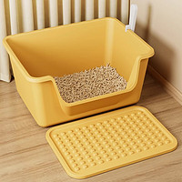 TAIGEPETS猫砂盆超大号防外溅猫厕所开放式宠物用品屎盆子猫咪猫沙盆特大号 奶油黄【超大号】(送猫砂垫)